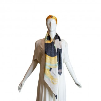 Square silk scarf- Gold Dragon  100*100 cm